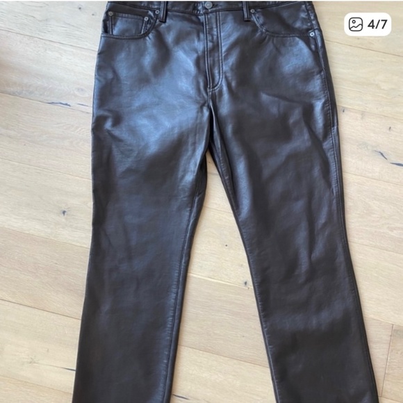 Citizens Of Humanity Faux Leather High Waist Straight Leg Pants Size 33 - Picture 4 of 5